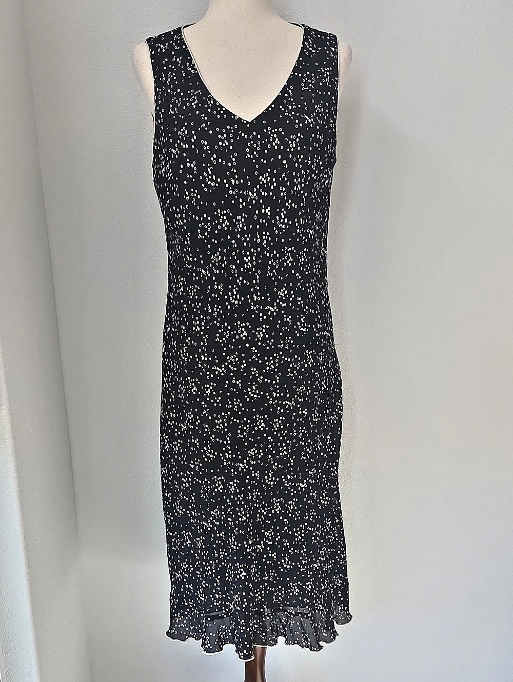 J. Jill Polka Dot Midi Dress in Black & White Size 14